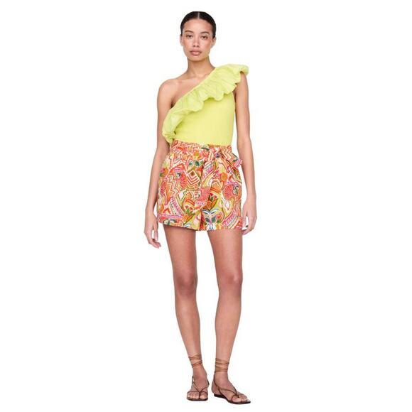 Marie Oliver Tedi Floral High Waisted Belted Short Morpho Blue 619-138 US 4 Smal - Picture 3 of 5